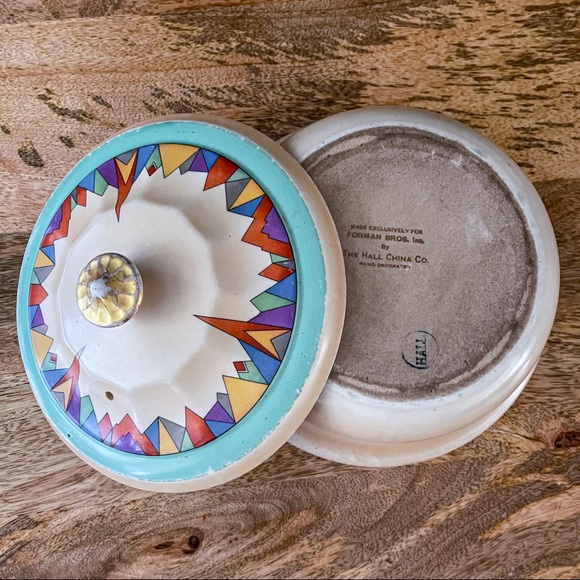 Hall China casserole dish with lid Art Deco design VTG MCM - Picture 1 of 7